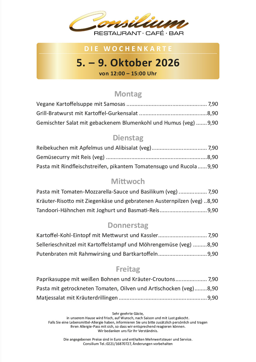 Wochenkarte CONSILIUM