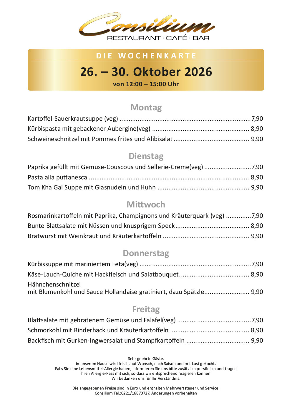 Wochenkarte CONSILIUM
